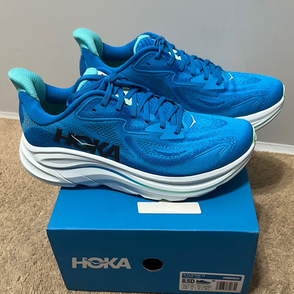 Hoka Clifton 10 Blue Athletic Shoes